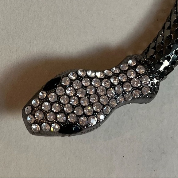 Black Snake Choker Necklace with Rhinestones - Picture 3 of 7